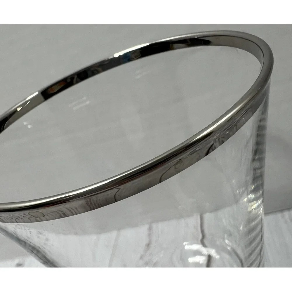 Vintage Lenox Solitaire Platinum Trim Wine Glass USA Replacement Set of 2 Clear